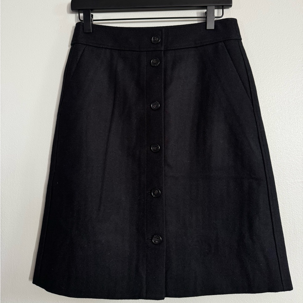 J. Crew Black Midi Skirt with Button Front